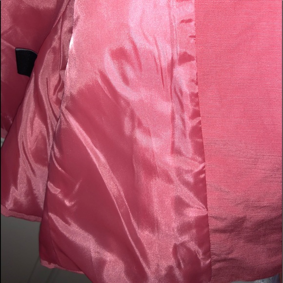 NWT LARRY LEVINE Coral Contrast Stitching Linen Jacket Blazer - Picture 8 of 9